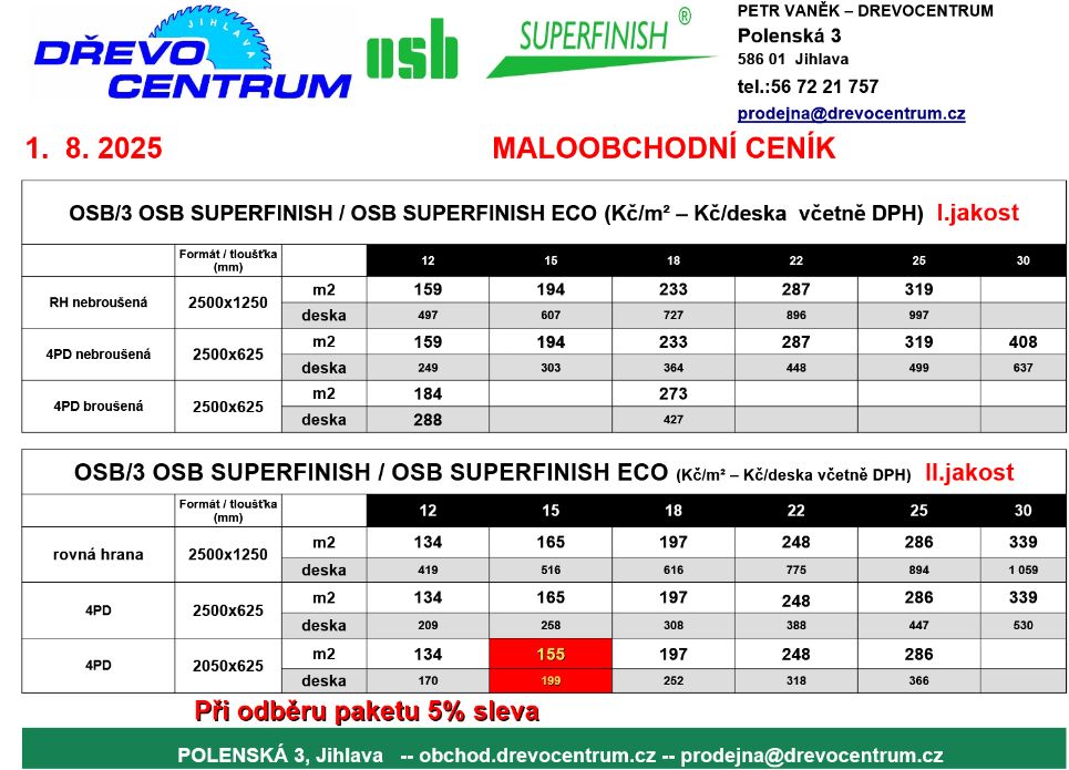 OSB8 cenik 2025